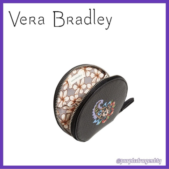 VERA BRADLEY FAUX LEATHER ESSENTIAL ROUND ZIP POUCH NWT - Picture 2 of 2